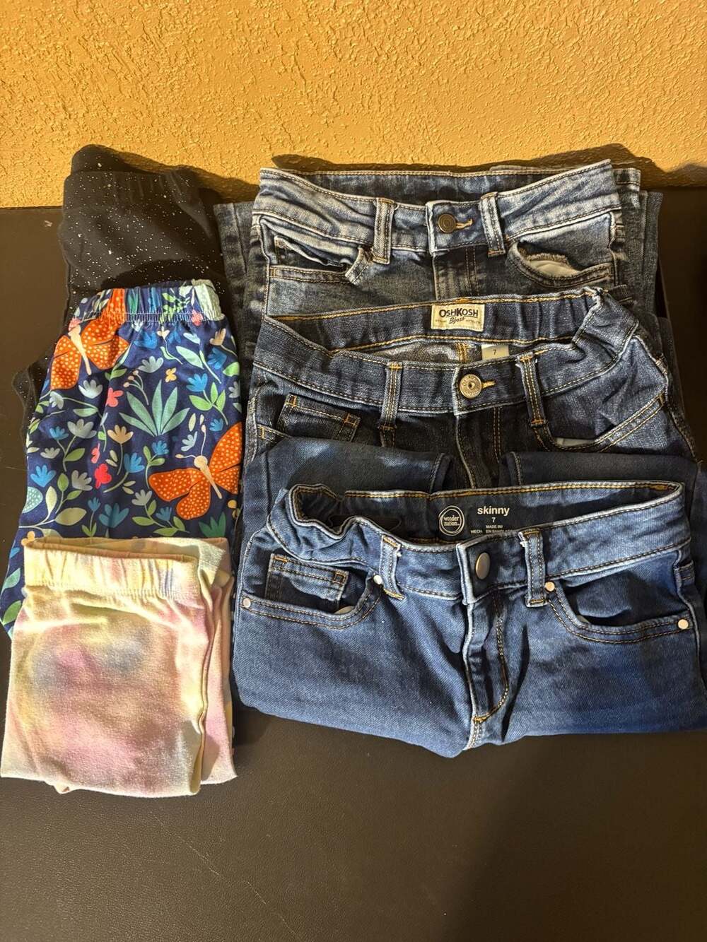 Girls Size 7 Jeans and Leggings Lot of 6